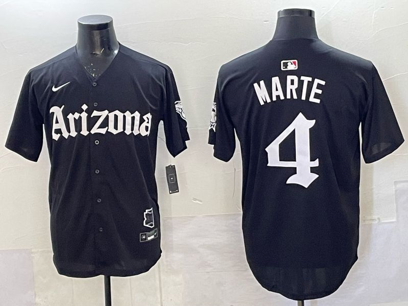 Men 2025 Arizona Diamondback 4 Marte black Joint Name Nike MLB Jersey style 004